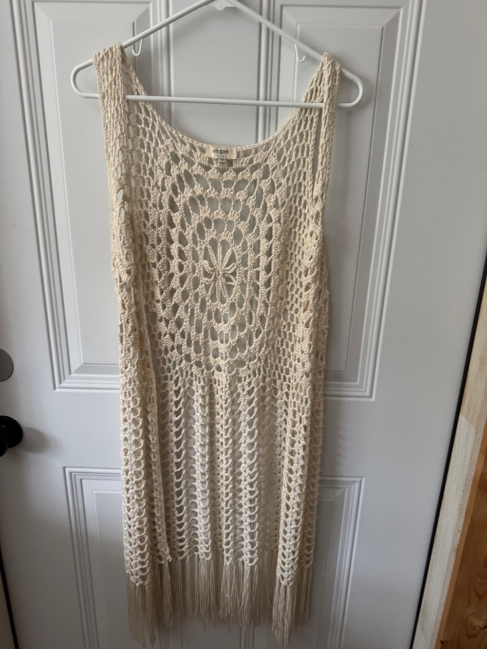 Umgee Crochet Open-Knit Beach Tunic in Cream